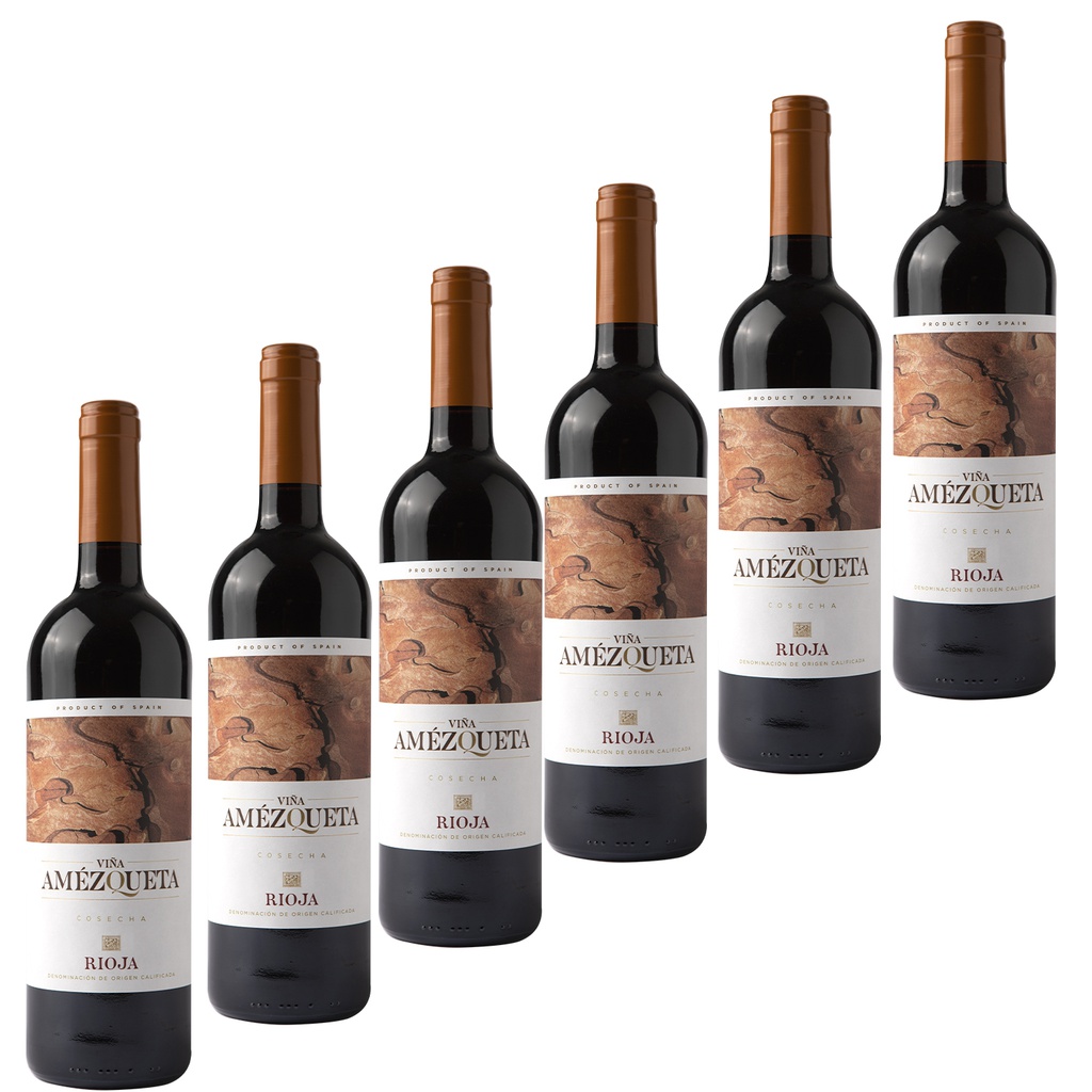 CAJA 6 BOTELLAS VINO TINTO RIOJA VIÑA AMEZQUETA COSECHA