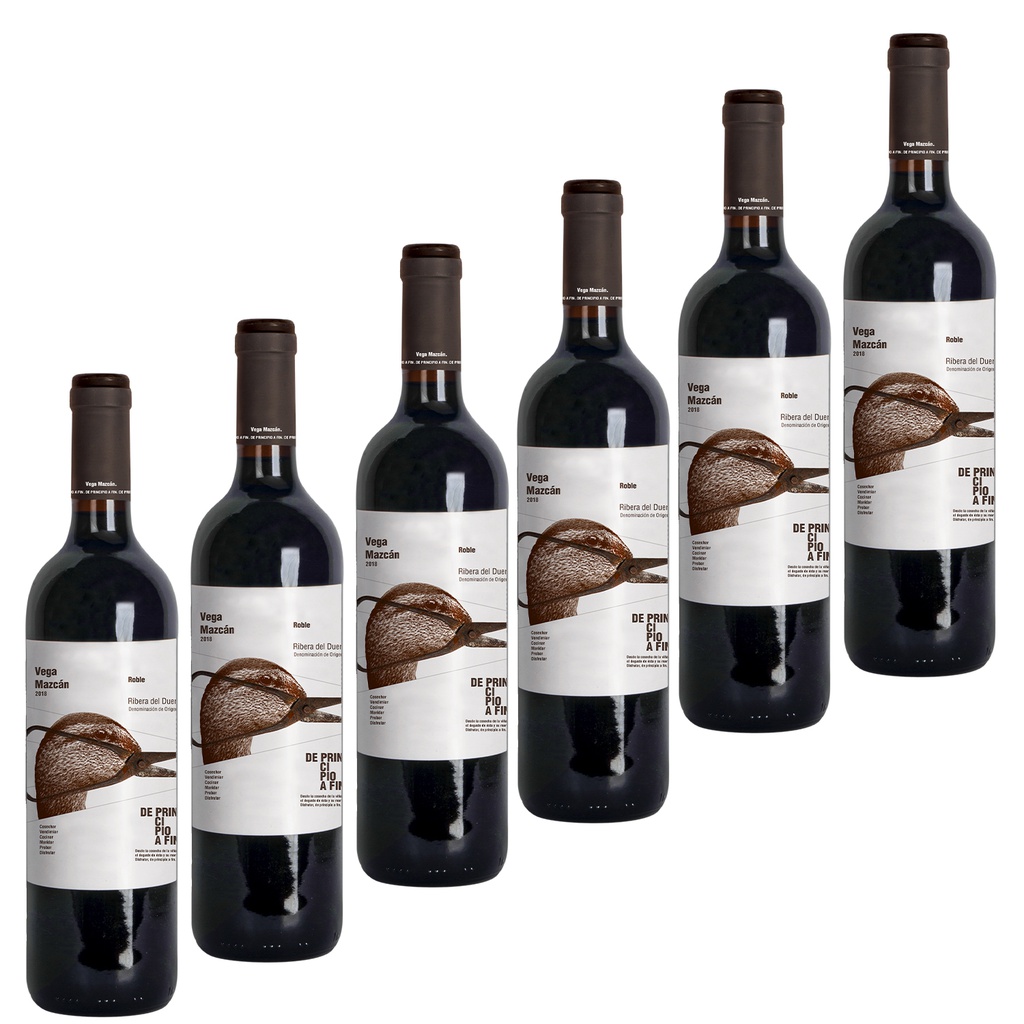 CAJA 6 BOTELLAS VINO TINTO RIBERA DEL DUERO VEGA MAZCAN ROBLE