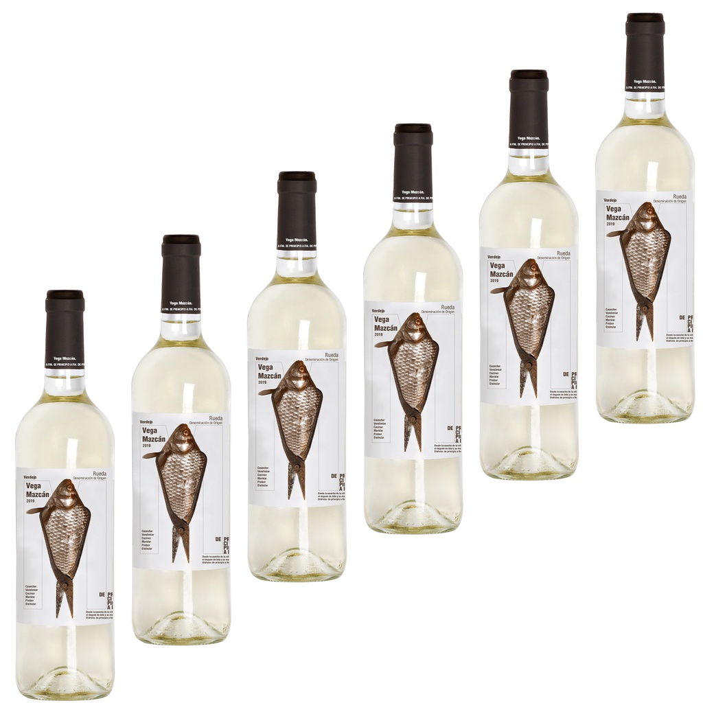 CAJA 6 BOTELLAS VINO BLANCO RUEDA VEGA MAZCAN