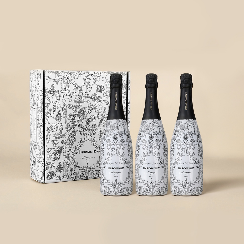 Caja 3 Botellas Champagne INSOMNIE Brut Limited Edition elaborado en Reims (France)